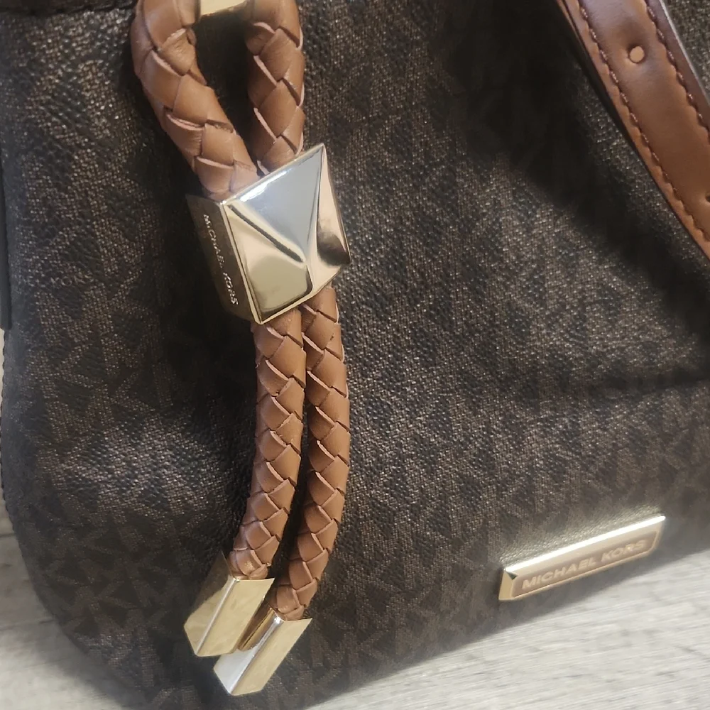 Michael Kors Dark Brown and Tan Crossbody Bag